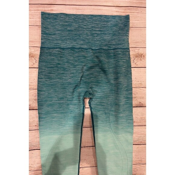 Yelete High Waist Ombre Green Work Out Leggings Womens Size XL Seamless - Picture 2 of 5